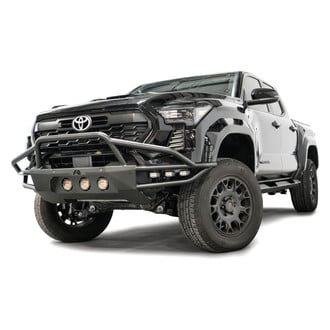 Fab Fours® - Ultra Light Hybrid Full Width Black Powder Coated Front Winch Pre-Runner Bumper with Pre-Runner Guard
