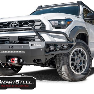 Fab Fours® - Ultra Light Hybrid Full Width Black Powder Coated Front Winch Pre-Runner Bumper with Pre-Runner Guard