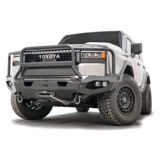 Fab Fours® - Matrix Full Width Black Powder Coated Front Winch HD Bumper with Brush Guard
