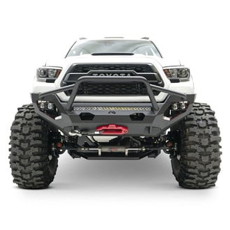 Fab Fours® - Matrix Full Width Black Powder Coated Front Winch HD Bumper with Pre-Runner Guard