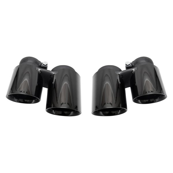 Fabspeed® - Deluxe Quad Style Round Black Chrome Exhaust Tips
