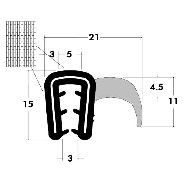 Fairchild® - 25' Black Sponge Bulb and Dense Rubber Flap Seal with Segmented Steel Core