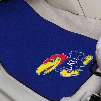 FanMats® - University of Kansas 1st Row Blue Carpet Floor Mats with "KU Bird" Logo