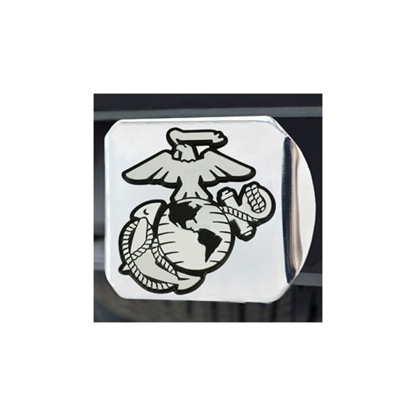 FanMats® - Military Chrome Hitch Cover with U.S. Marines Logo for 2" Receivers