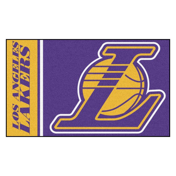 FanMats® - Los Angeles Lakers 19" x 30" Nylon Face Uniform Starter Mat with "L & Basketball" Logo & Wordmark