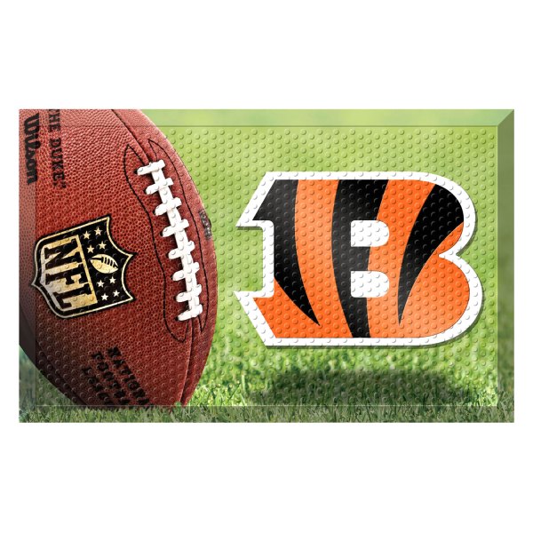 FanMats® - Cincinnati Bengals 19" x 30" Rubber Scraper Door Mat with "Striped B" Logo