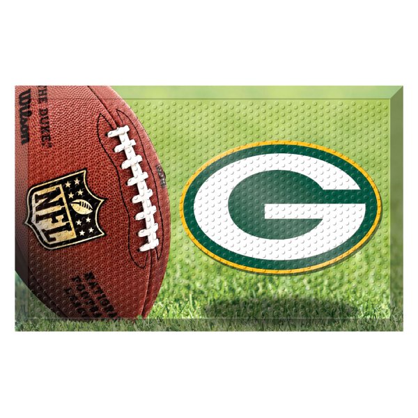 FanMats® - Green Bay Packers 19" x 30" Rubber Scraper Door Mat with "Oval G" Logo