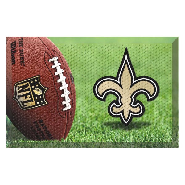 FanMats® - New Orleans Saints 19" x 30" Rubber Scraper Door Mat with "Fluer-De-Lis" Logo