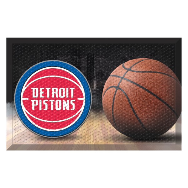 FanMats® - Detroit Pistons 19" x 30" Rubber Scraper Door Mat with "Basketball with Wordmark" Logo