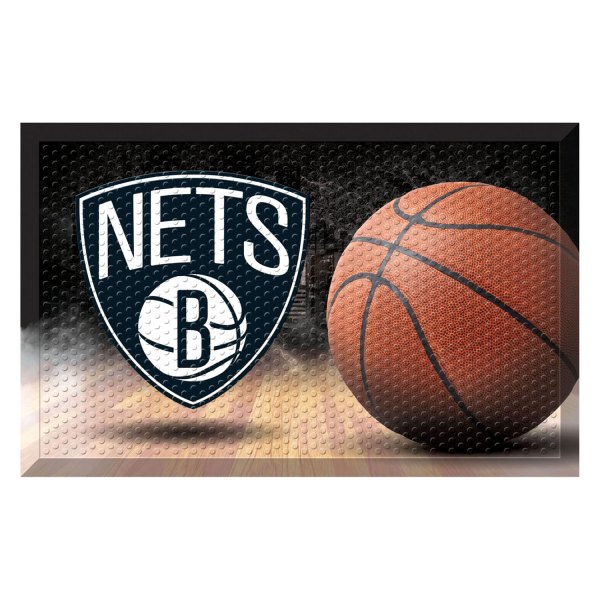 FanMats® - Brooklyn Nets 19" x 30" Rubber Scraper Door Mat with "Nets & B Shield" Logo