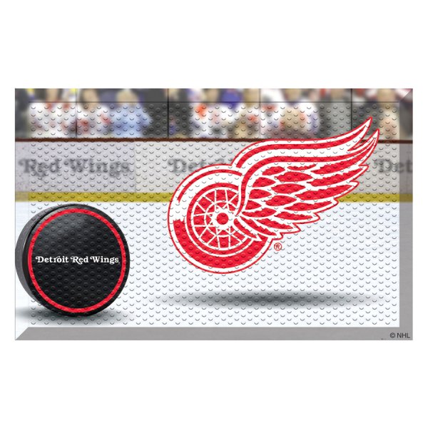 FanMats® - Detroit Red Wings 19" x 30" Rubber Scraper Door Mat with "Winged Wheel" Primary Logo