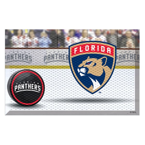FanMats® - Florida Panthers 19" x 30" Rubber Scraper Door Mat with "Shield Panthers" Logo