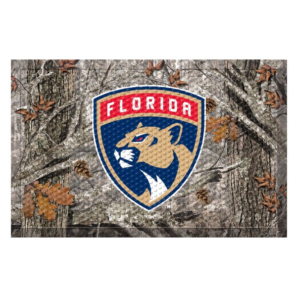 FanMats® - "Camo" Florida Panthers 19" x 30" Rubber Scraper Door Mat with "Shield Panthers" Logo