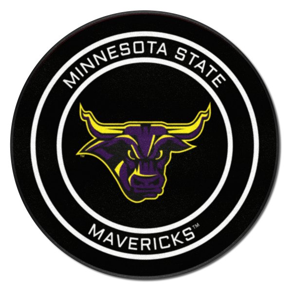 FanMats® 19529 "Puck" NCAA Minnesota State University (Mankato) Round Nylon Area Rug with "MSU