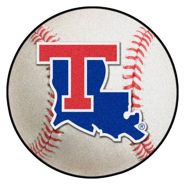 FanMats® - Louisiana Tech University 27" Dia Nylon Face Baseball Ball Floor Mat with "Louisiana Outline & T" Logo