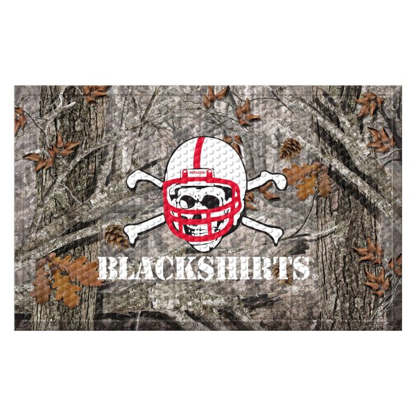 FanMats® - "Camo" University of Nebraska 19" x 30" Rubber Scraper Door Mat with "Blackshirts" Alternate Logo