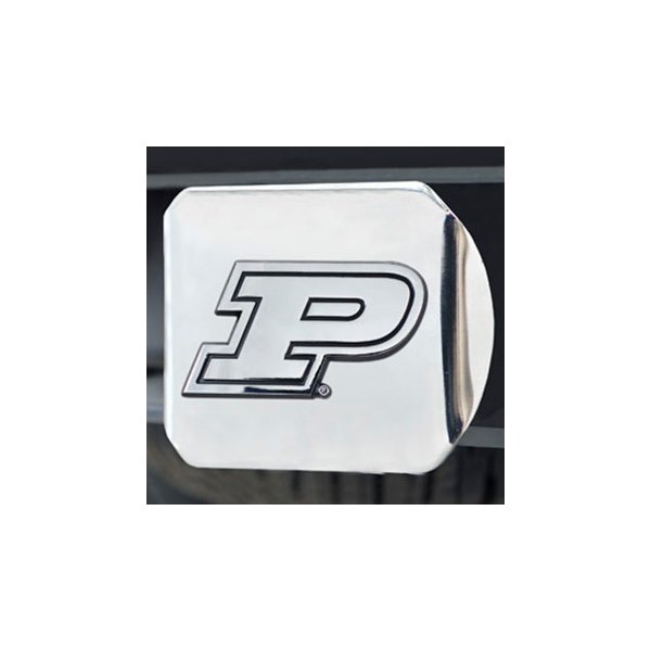 FanMats® - Chrome College Hitch Cover with Purdue University Logo for 2" Receivers