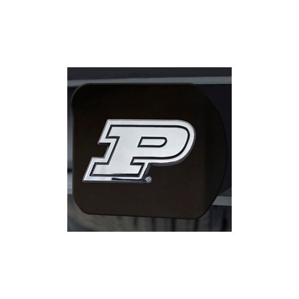 FanMats® - Black College Hitch Cover with Chrome Purdue University Logo for 2" Receivers