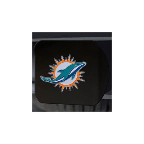 FanMats® - NFL Black Hitch Cover with Multicolor Miami Dolphins Logo for 2" Receivers