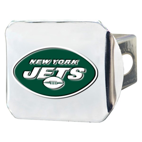 FanMats® - NFL Chrome Hitch Cover with Green/White New York Jets Logo for 2" Receivers