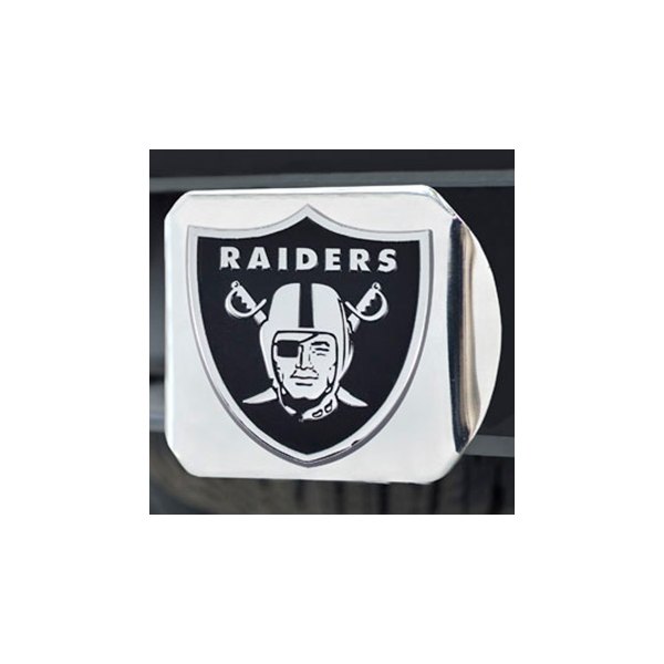 FanMats® - NFL Chrome Hitch Cover with Black/White Oakland Raiders Logo for 2" Receivers