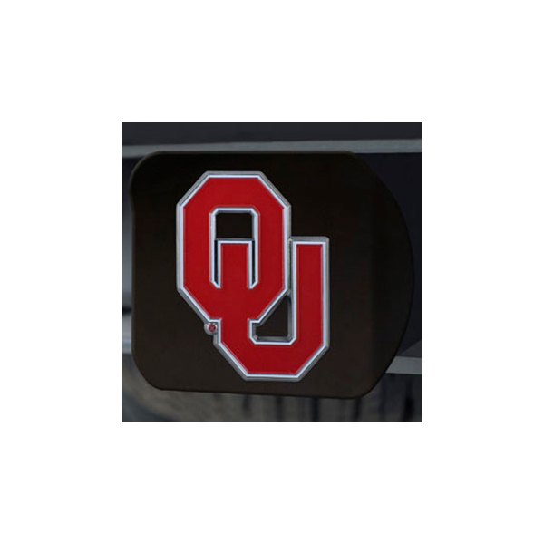 FanMats® - Black College Hitch Cover with Red University of Oklahoma Logo for 2" Receivers