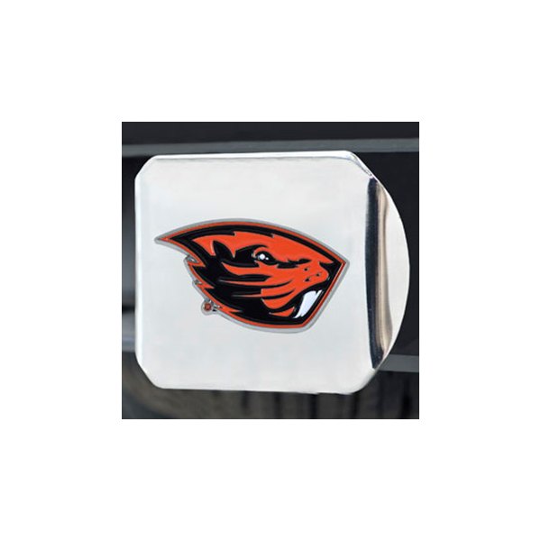FanMats® - Chrome College Hitch Cover with Orange/Black Oregon State University Logo for 2" Receivers