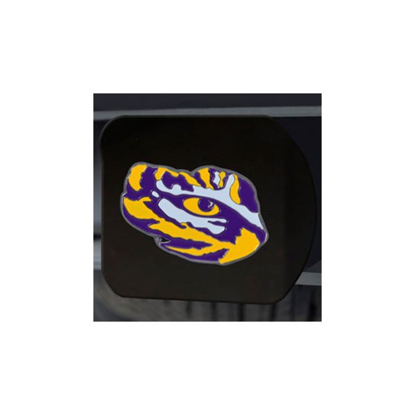 FanMats® - Black College Hitch Cover with Multicolor Louisiana State University Logo for 2" Receivers