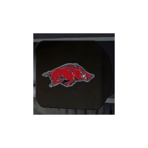 FanMats® - Black College Hitch Cover with Red University of Arkansas Logo for 2" Receivers