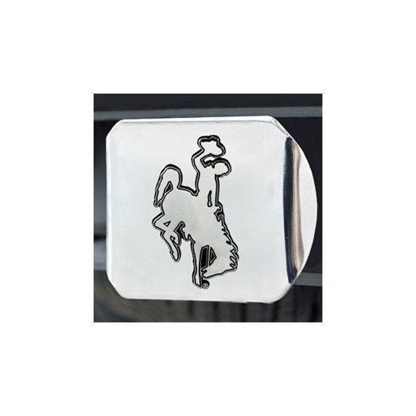 FanMats® - Chrome College Hitch Cover with University of Wyoming Cowboy Logo for 2" Receivers