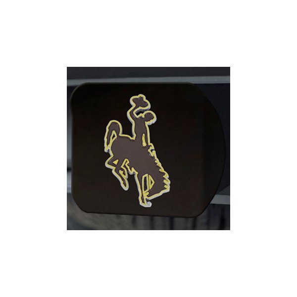 FanMats® - Black College Hitch Cover with Brown University of Wyoming Logo for 2" Receivers