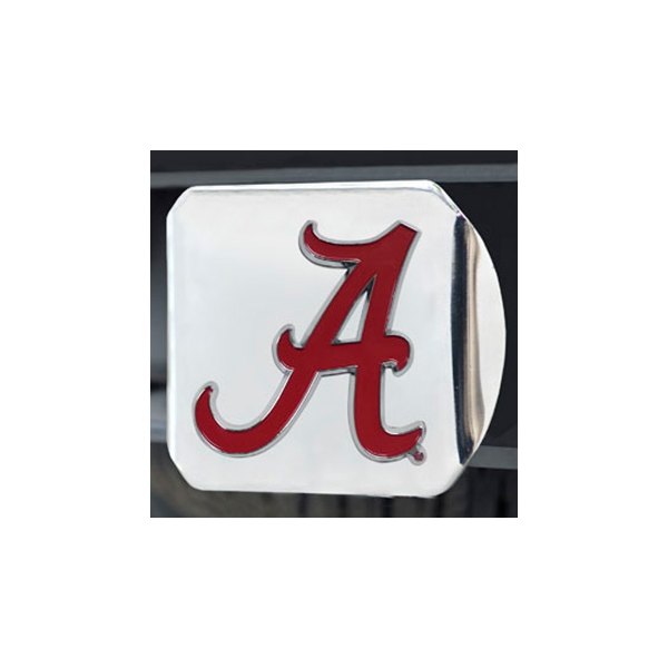 FanMats® - Chrome College Hitch Cover with Red University of Alabama Logo for 2" Receivers
