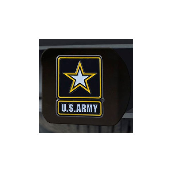 FanMats® - Military Black Hitch Cover with Black/Yellow US Army Logo for 2" Receivers