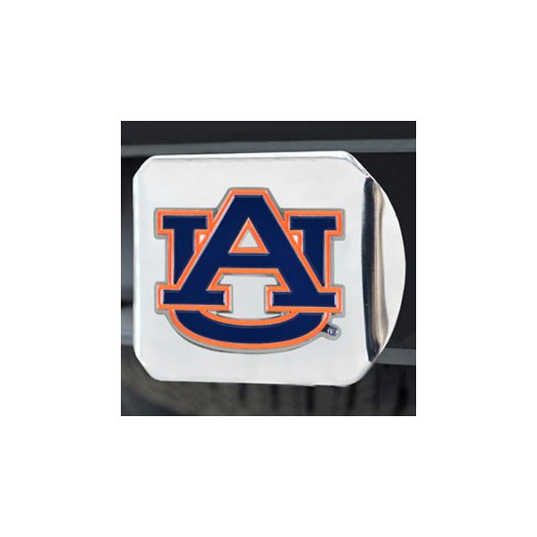 FanMats® - Chrome College Hitch Cover with Blue/Orange Auburn University Logo for 2" Receivers
