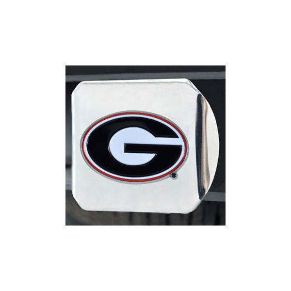 FanMats® - Chrome College Hitch Cover with Black/White University of Georgia Logo for 2" Receivers