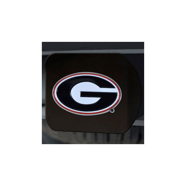 FanMats® - Black College Hitch Cover with Black/White University of Georgia Logo for 2" Receivers