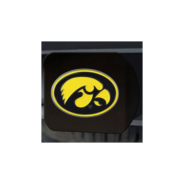 FanMats® - Black College Hitch Cover with Black/Yellow University of Iowa Logo for 2" Receivers