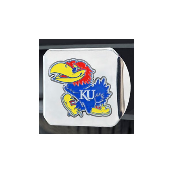 FanMats® - Chrome College Hitch Cover with Multicolor University of Kansas Logo for 2" Receivers