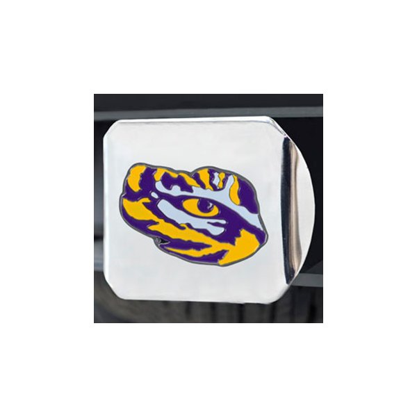 FanMats® - Chrome College Hitch Cover with Multicolor Louisiana State University Logo for 2" Receivers