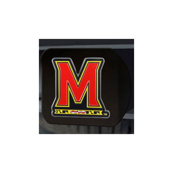 FanMats® - Black College Hitch Cover with Red/Yellow University of Maryland Logo for 2" Receivers