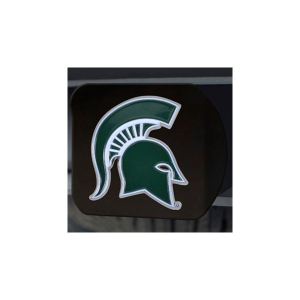 FanMats® - Black College Hitch Cover with Green/White Michigan State University Logo for 2" Receivers