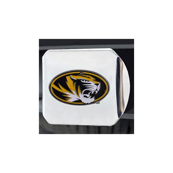FanMats® - Chrome College Hitch Cover with Black/Yellow University of Missouri Logo for 2" Receivers