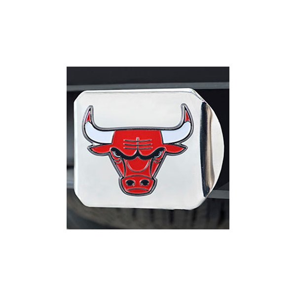 FanMats® - Sport Chrome Hitch Cover with Red/White Chicago Bulls Logo for 2" Receivers