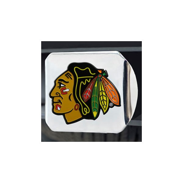 FanMats® - Sport Chrome Hitch Cover with Multicolor Chicago Blackhawks Logo for 2" Receivers