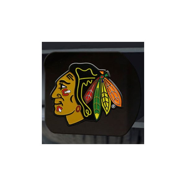 FanMats® - Sport Black Hitch Cover with Multicolor Chicago Blackhawks Logo for 2" Receivers