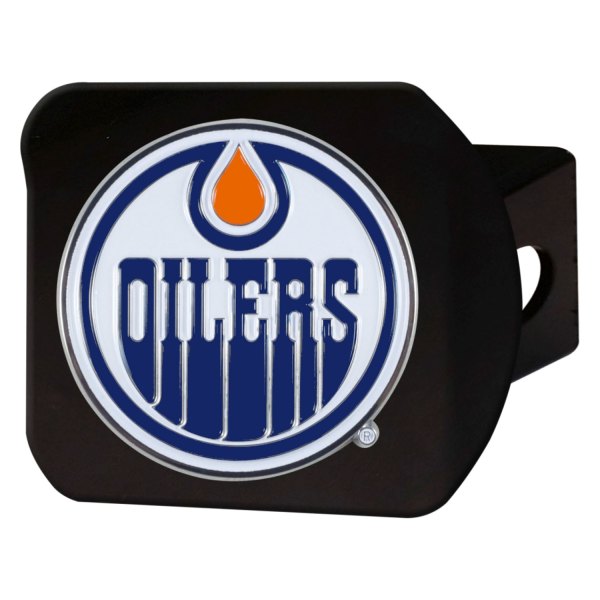 FanMats® - Sport Black NHL Hitch Cover with Edmonton Oilers Logo for 2" Receivers