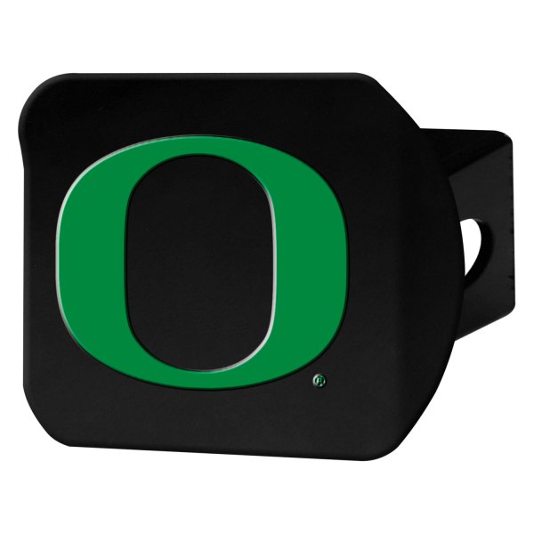FanMats® - Black College Hitch Cover with Green University of Oregon Logo for 2" Receivers