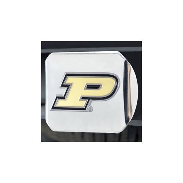 FanMats® - Chrome College Hitch Cover with Gold Purdue University Logo for 2" Receivers