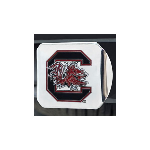 FanMats® - Chrome College Hitch Cover with Black/Red University of South Carolina Logo for 2" Receivers