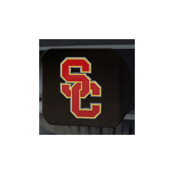 FanMats® - Black College Hitch Cover with Red/Yellow University of Southern California Logo for 2" Receivers
